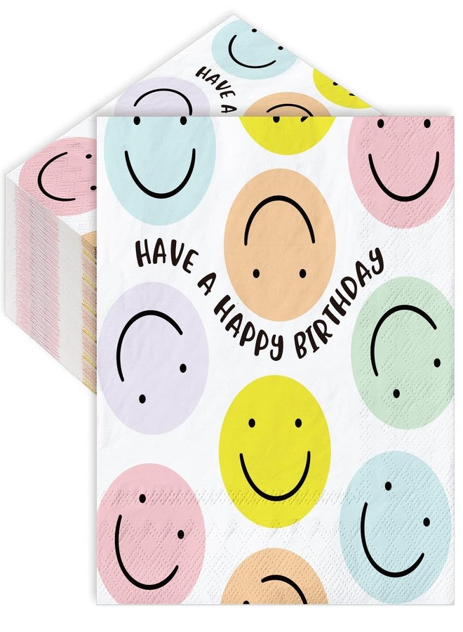 وولاين مجموعة مناديل حفلات مبتسمة من والين، 80 قطعة، 6.5 بوصة، مناديل عيد ميلاد سعيد للاستخدام مرة واحدة، مناديل عشاء بألوان الباستيل، مناديل غداء مرحة، لوازم حفلات، ديكور طاولة - Image 1